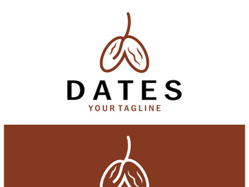 Date palm fruit plant logo design with leaves,seeds and date palm tree isolated background exotic organic plant. preview picture