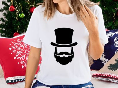 Classic top hat and mustache icon vector black silhouette