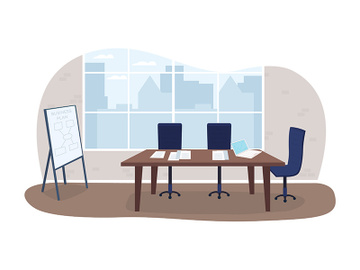 Office meeting room 2D vector web banner, poster preview picture