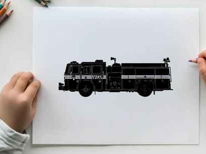 Silhouette of a fire truck vehicle emergency response