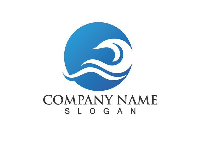 Blue water wave logo design template