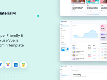 MaterialM Free Vuetify Vuejs Admin Dashboard Template preview picture