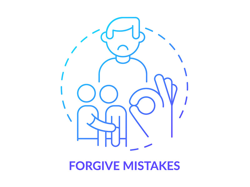 Forgive mistakes blue gradient concept icon