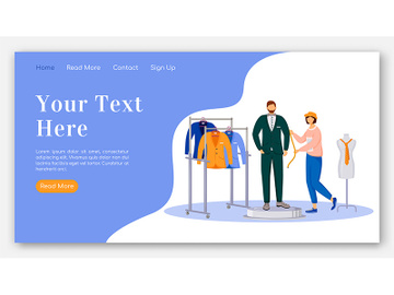 Fashion designer landing page flat color vector template preview picture