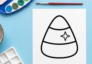 Candy corn icon. Minimalist Halloween treat graphic for seasonal holiday design projects.
