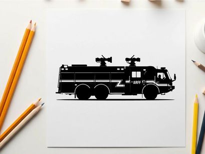 Silhouette of a large emergency vehicle with sirens