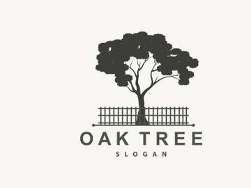 Oak Tree Logo, Nature Tree Plant Vector, Minimalist Simple Design preview picture
