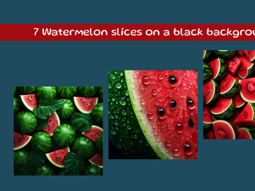 Watermelon slices on a black background preview picture