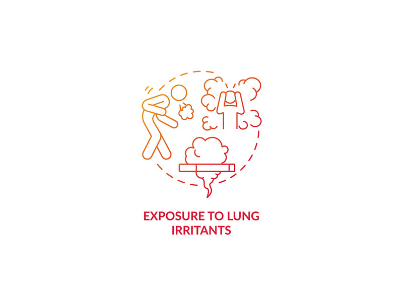Exposure to lung irritants red gradient concept icon