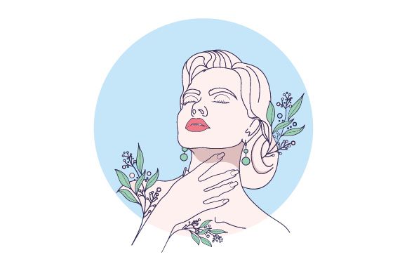 Line Art Flower Drawing Women