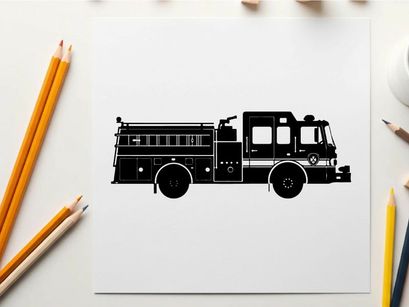 Fire truck silhouette profile view