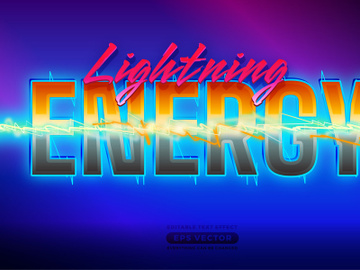 Lightning Energy Text Effect with theme retro realistic neon light concept for trendy flyer, poster and banner template promotion preview picture