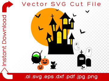 Halloween Haunted House SVG Scene Bundle preview picture