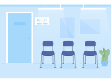Chairs in doctor office reception room flat color vector illustration preview picture