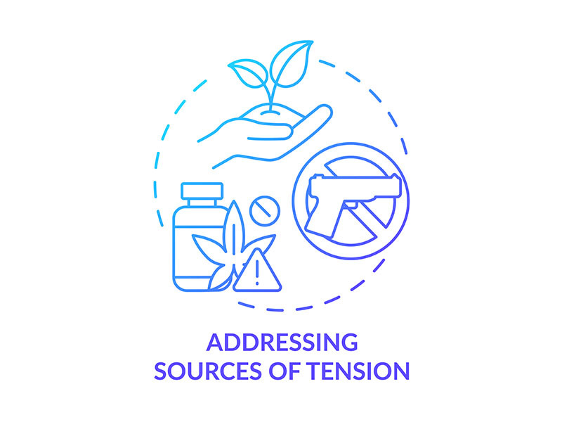 Addressing sources of tension blue gradient concept icon