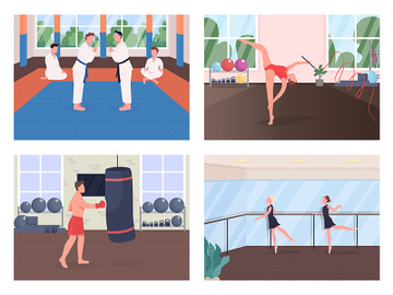 Gym training flat color vector illustration set preview picture