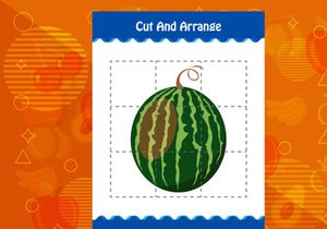 5 Pages Cut and arrange with a fruit worksheet for kids. Educational game for children