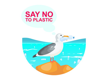 Plastic pollution in ocean problem flat concept icon preview picture