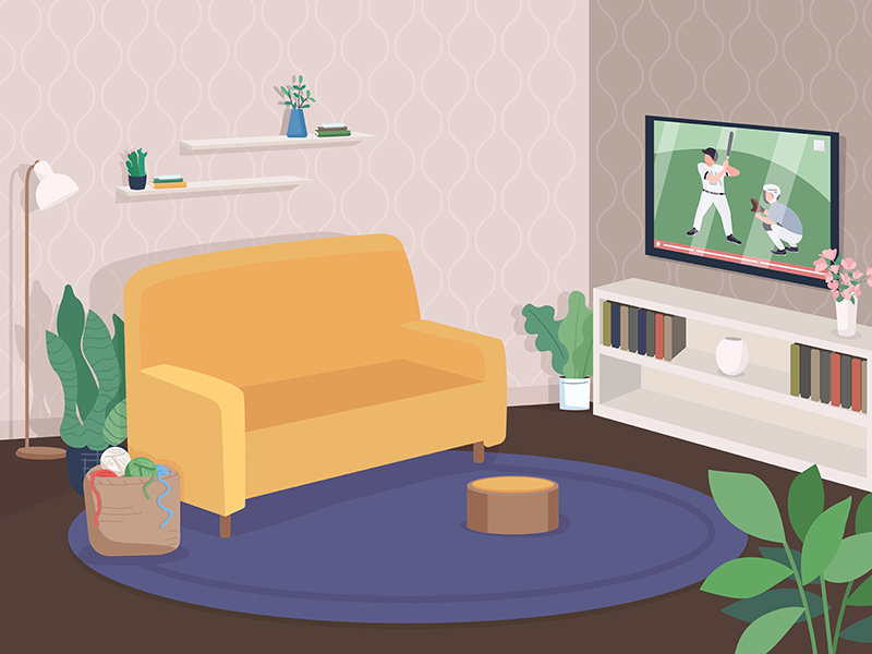 Modern living room flat color vector illustration