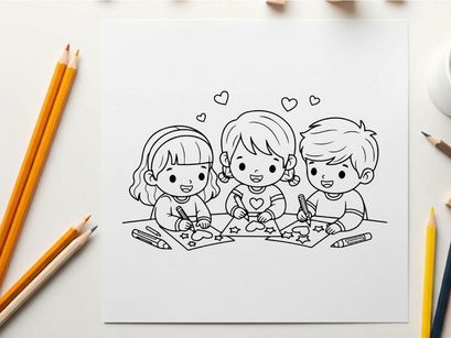 Children baking cookies together flat design vector illustration