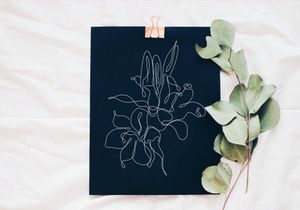 Abstract Flower Lily one line art drawing singulart aesthetic minimalist