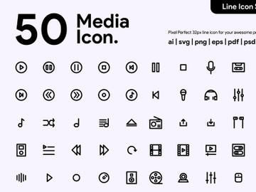 50 Multimedia Line Icon preview picture