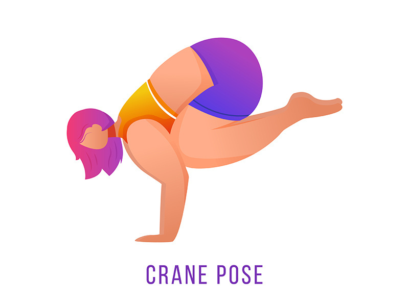 Crane pose flat vector illustration