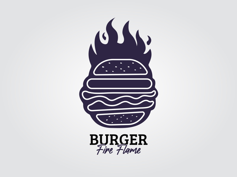 Fire Flame Burger Creative Logo Design