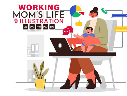 9 Working Mom's Life Illustration