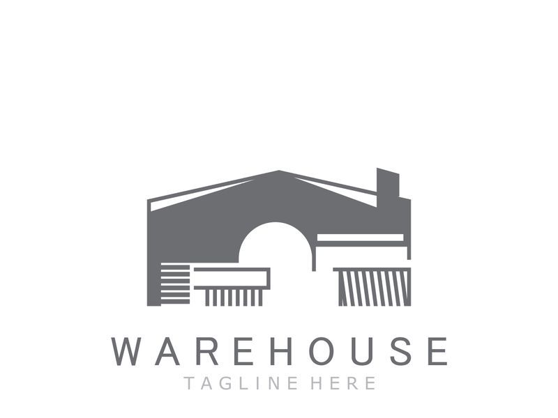 Warehouse modern storage logo business industry illustration