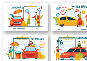 12 Car Insurance Vector Illustration