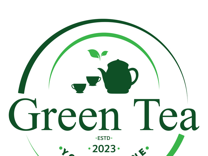 Tea cup logo vector design.Green tea vector logo template.