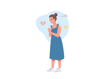 Heartbroken woman flat color vector faceless character preview picture