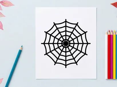 Black and white spider web design for Halloween decorations. Vector illustration of geometric arachnid pattern for crafts and graphics.