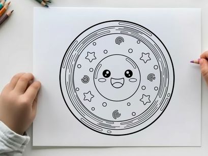 Cute smiling planet earth vector illustration with stars