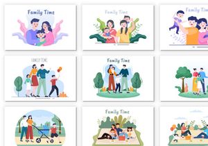 28 Family Time Parents and Children Illustration
