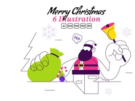 Imagen de vista previa de 6 Merry Christmas Vector Illustration