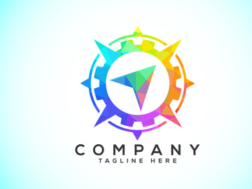 Polygonal Compass Concept Logo Design. Compass Low Poly Logo sign and symbol. Coastal icon preview picture