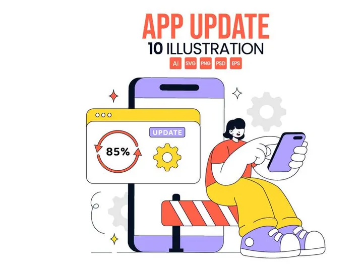 10 App Update Vector Illustration