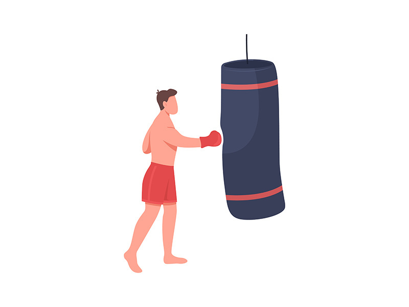 Professional boxer flat color vector faceless character