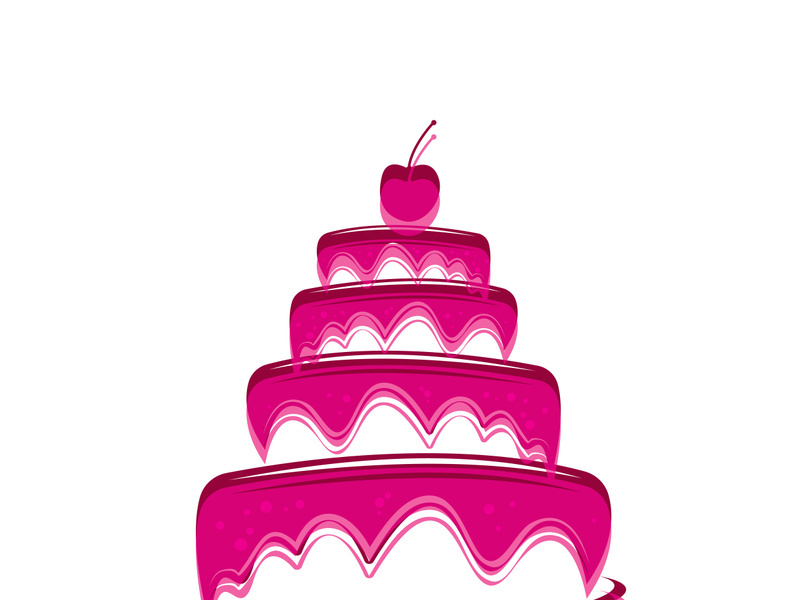 Sweet cake template logo design vector illustration of silhouette with cherries