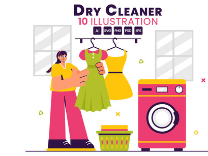 10 Dry Cleaner Store Service Illustration