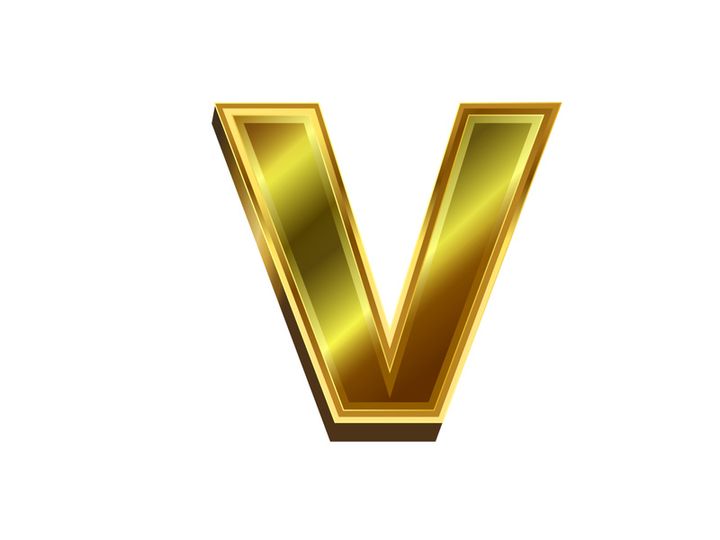 3d golden letter. Luxury gold English alphabet on white background