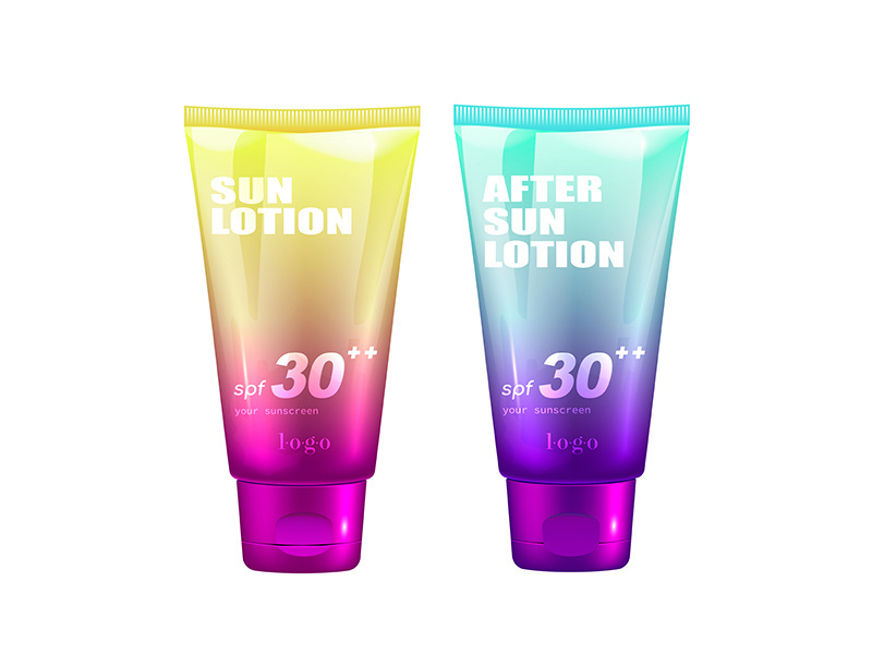 Body sunscreen realistic product vector design