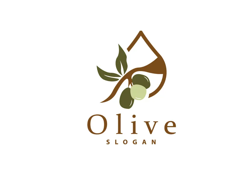Olive Oil Logo, Olive Leaf Plant Herbal Garden Vector