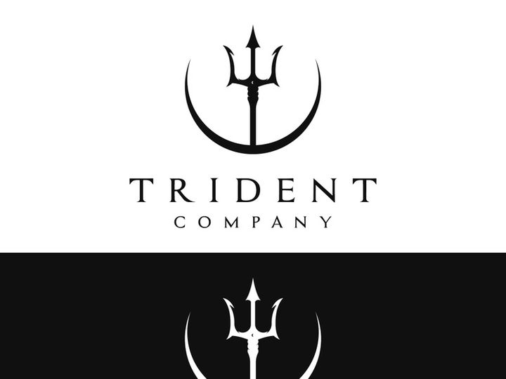 Retro vintage poseidon trident logo design.