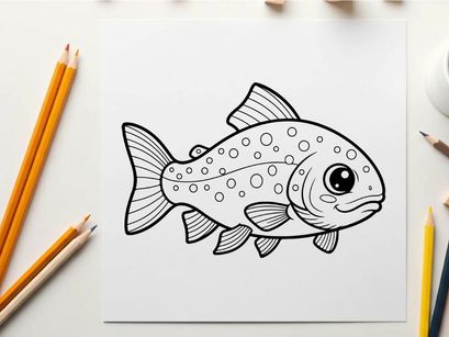 Cute cartoon trout fish swimming vector illustration