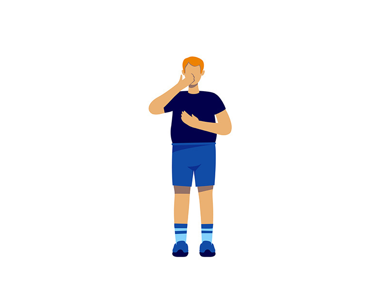 Deaf man flat color vector faceless character