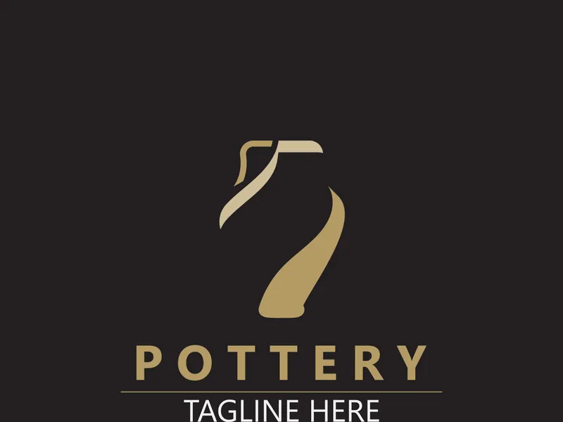 Pottery logo design handmade, creative traditional mug craft sign concept inspiration nature workshop