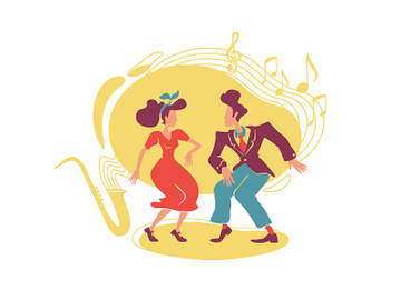 Swing jazz party 2D vector web banner, poster preview picture
